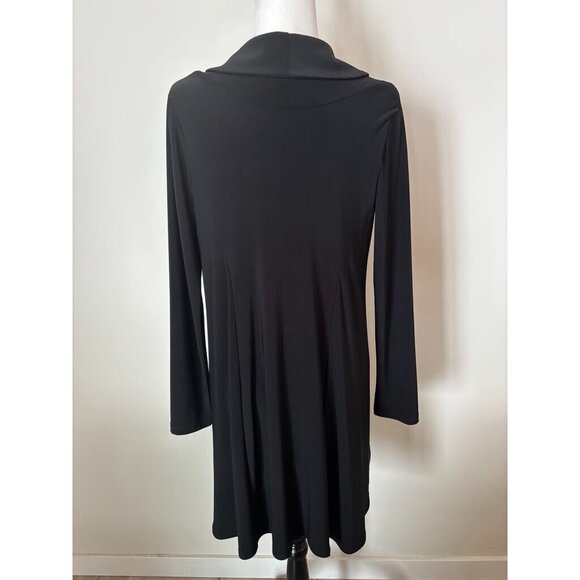 SYMPLI Tunic Top Size 6 Black Lined Collared Heavy Knit Side Pockets Button Up - Picture 7 of 8